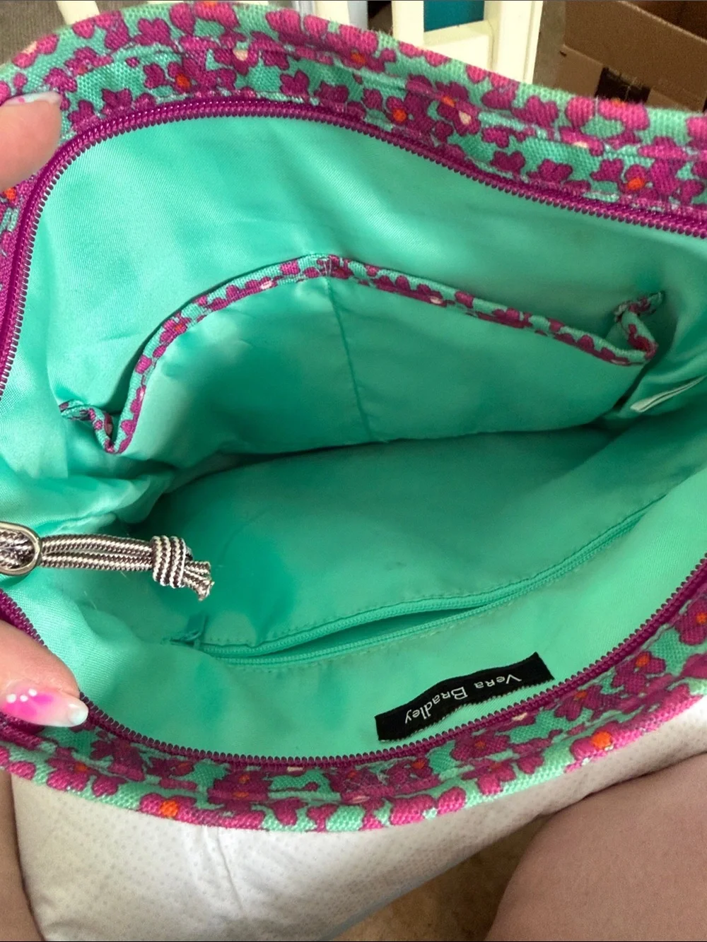 Vera Bradley Bright Magenta Floral Crossbody with Teal Accents